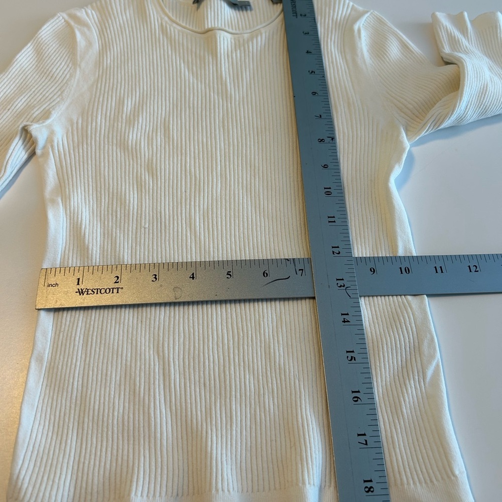 Vince Cream Ribbed Knit Top - Picture 8 of 9